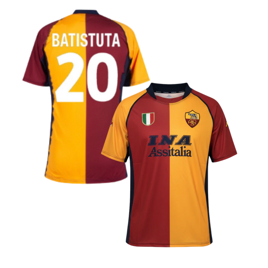 Maglia Storica AS Roma 2001/2002 +BATISTUTA 20 PATCH CHAMPIONS