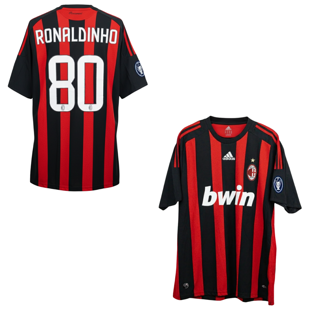 MAGLIA AC MILAN STORICA CASA 2008-2009 + RONALDINHO 80