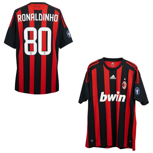 MAGLIA AC MILAN CASA 2008-2009 + RONALDINHO 80