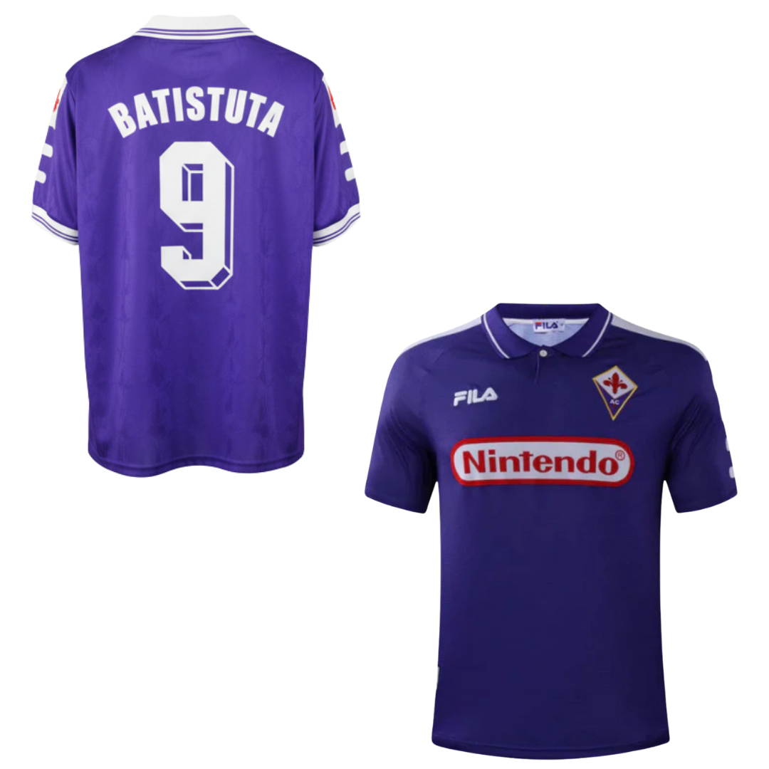 MAGLIA  FIORENTINA STORICA CASA 1998-1999 + BATISTUTA 9