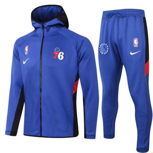 KIT GIACCA A ZIP CON CAPPUCCIO + TUTA BLU PHILADELPHIA 76ERS 2021/22