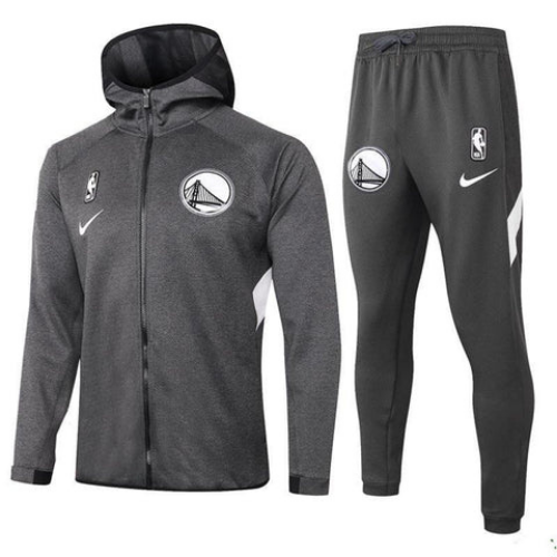 KIT GIACCA A ZIP CON CAPPUCCIO + TUTA NBA GRIGIA WARRIORS 2021/22