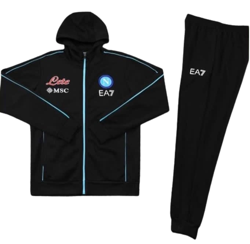KIT GIACCA A ZIP CON CAPPUCCIO TUTA NAPOLI X EA7 NERO 2021 22